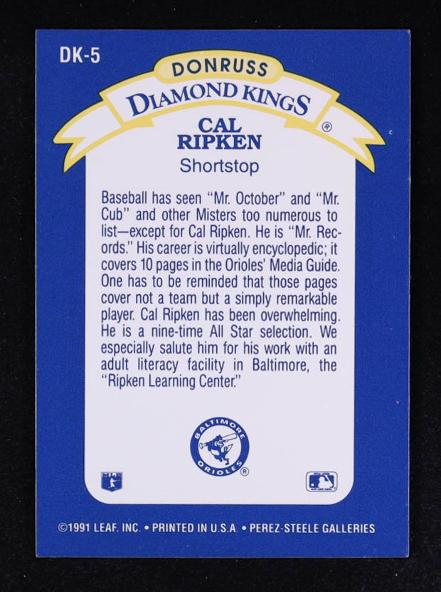 Cal Ripken Jr. 1992 Donruss Diamond Kings #DK5 at PristineAuction.com Cal Ripken Jr. 1992 Donruss Diamond Kings #DK5 at PristineAuction.com