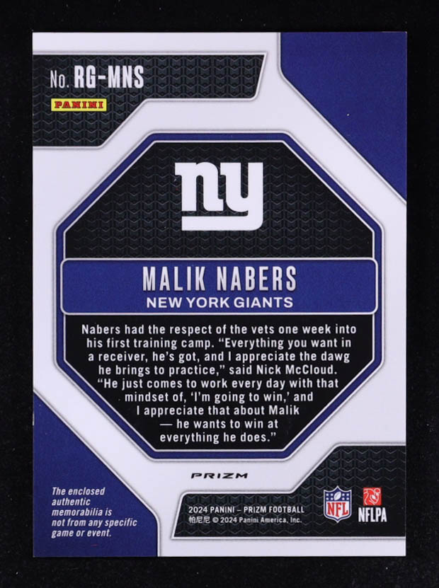 Malik Nabers 2024 Panini Prizm Rookie Gear Pink #4 RC at PristineAuction.com Malik Nabers 2024 Panini Prizm Rookie Gear Pink #4 RC at PristineAuction.com