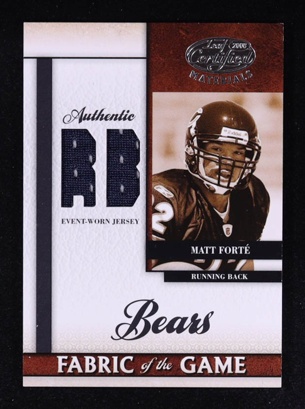Matt Forte 2008 Leaf Certified Materials Rookie Fabric of the Game Position #21 #075/100 RC at PristineAuction.com Matt Forte 2008 Leaf Certified Materials Rookie Fabric of the Game Position #21 #075/100 RC at PristineAuction.com