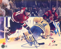 Jarome Iginla, Scott Niedermayer & Mattias Norström Signed Flames 8x10 Photo (Beckett) at PristineAuction.com