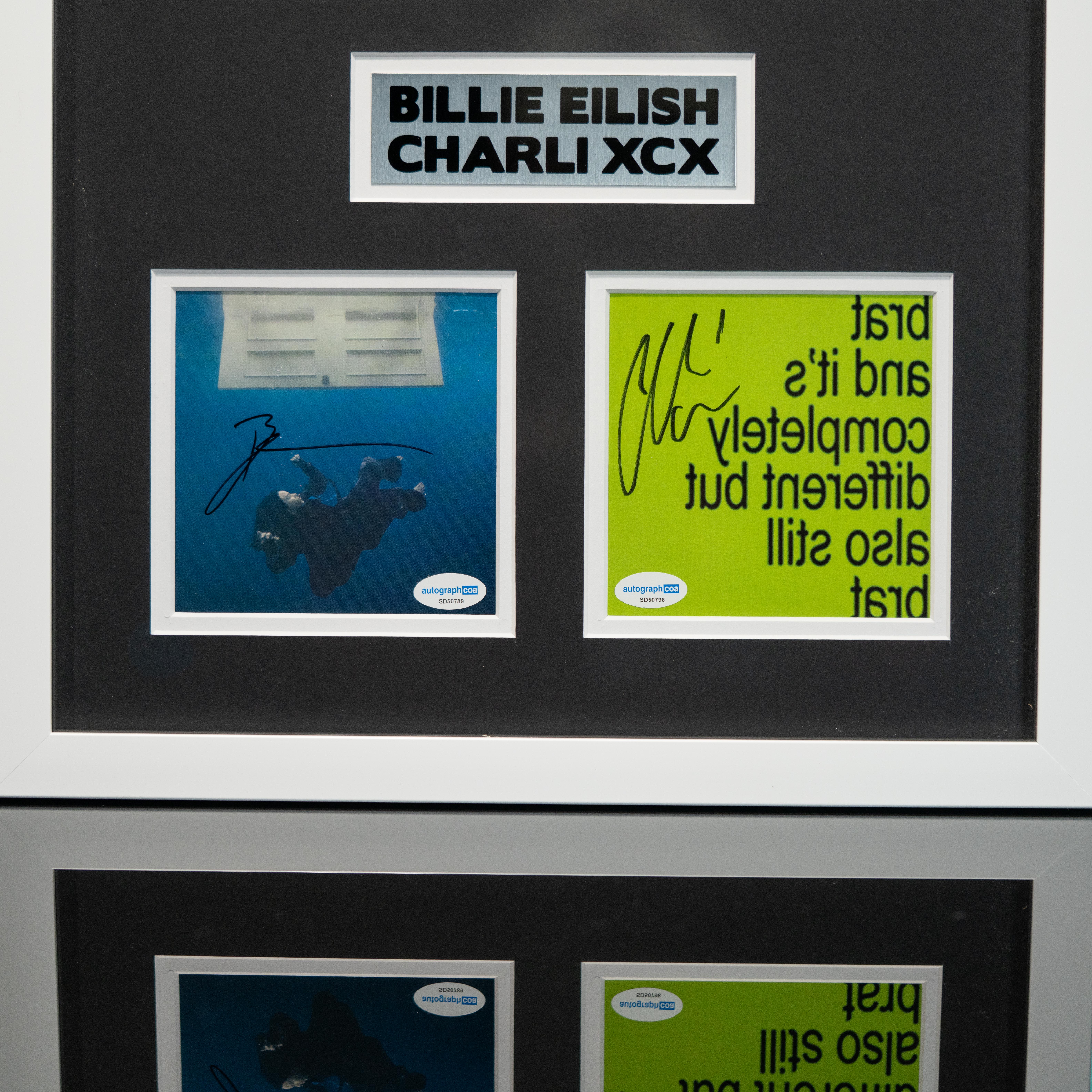 Billie Eilish & Charli XCX Dual-Signed Custom Framed CD Insert Display (ACOA) at PristineAuction.com Billie Eilish & Charli XCX Dual-Signed Custom Framed CD Insert Display (ACOA) at PristineAuction.com