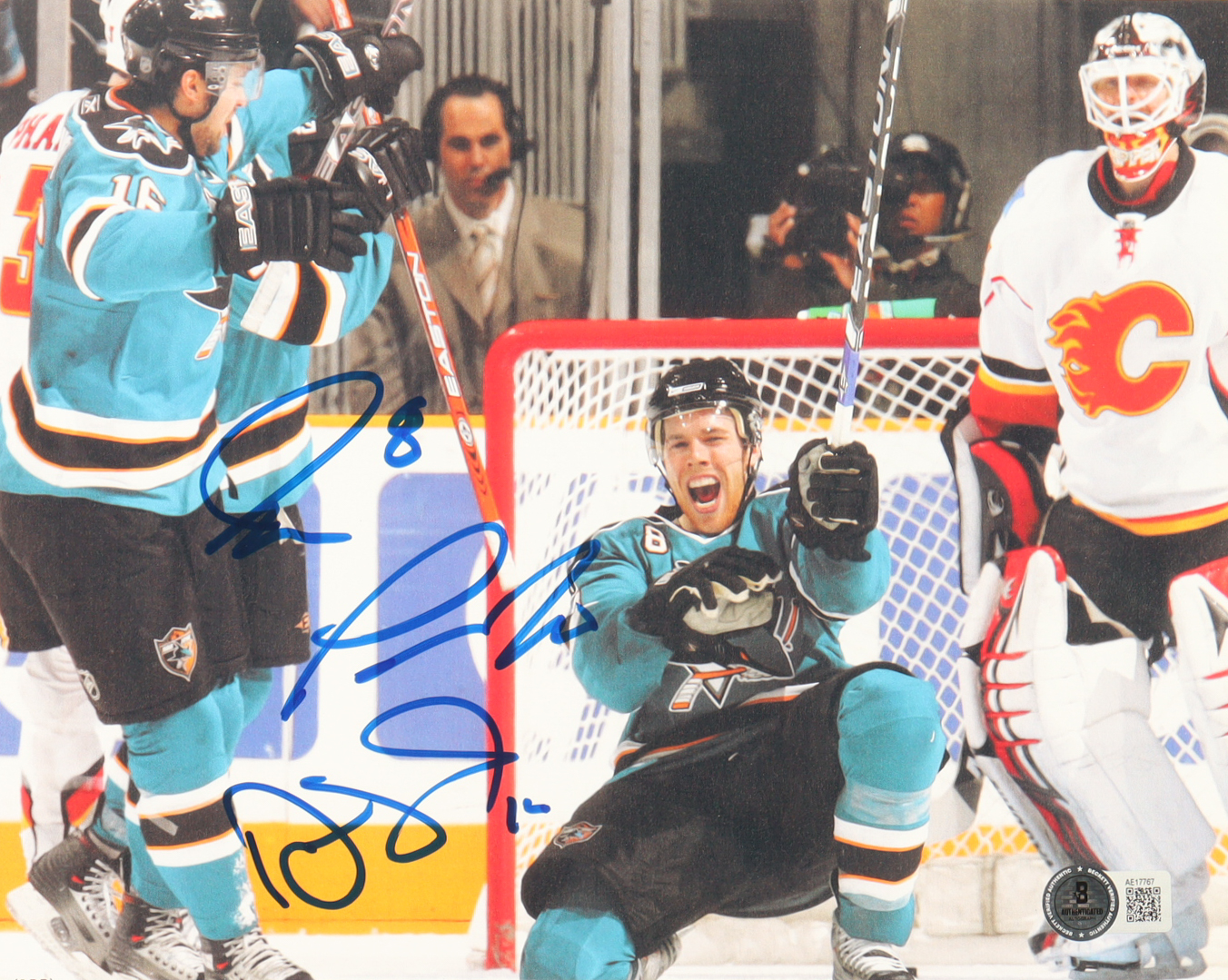 Joe Pavelski, Devin Setoguchi & Miikka Kiprusoff Signed Sharks 8x10 Photo (Beckett) at PristineAuction.com Joe Pavelski, Devin Setoguchi & Miikka Kiprusoff Signed Sharks 8x10 Photo (Beckett) at PristineAuction.com
