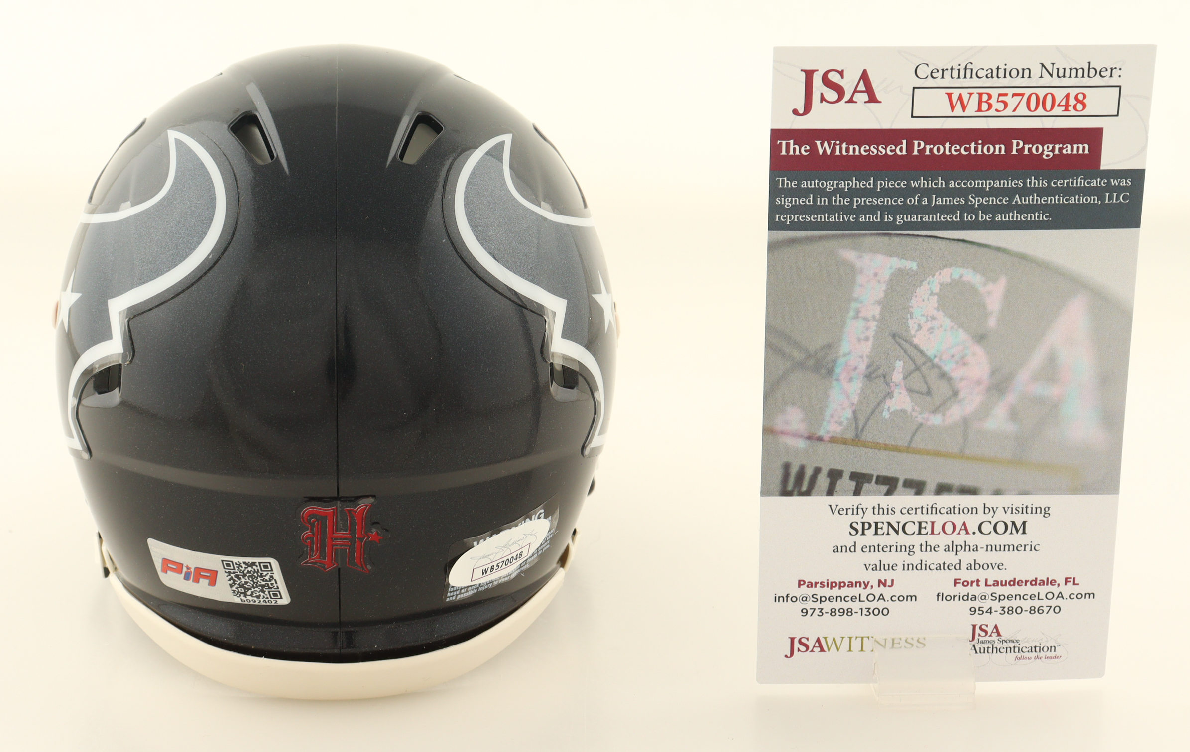 Tank Dell Signed Texans Speed Mini Helmet (JSA & PIA) at PristineAuction.com Tank Dell Signed Texans Speed Mini Helmet (JSA & PIA) at PristineAuction.com