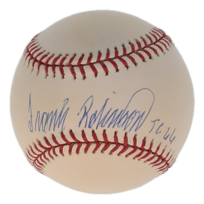 Frank Robinson Signed OML Baseball Inscribed "TC 66" (Steiner) at PristineAuction.com Frank Robinson Signed OML Baseball Inscribed "TC 66" (Steiner) at PristineAuction.com