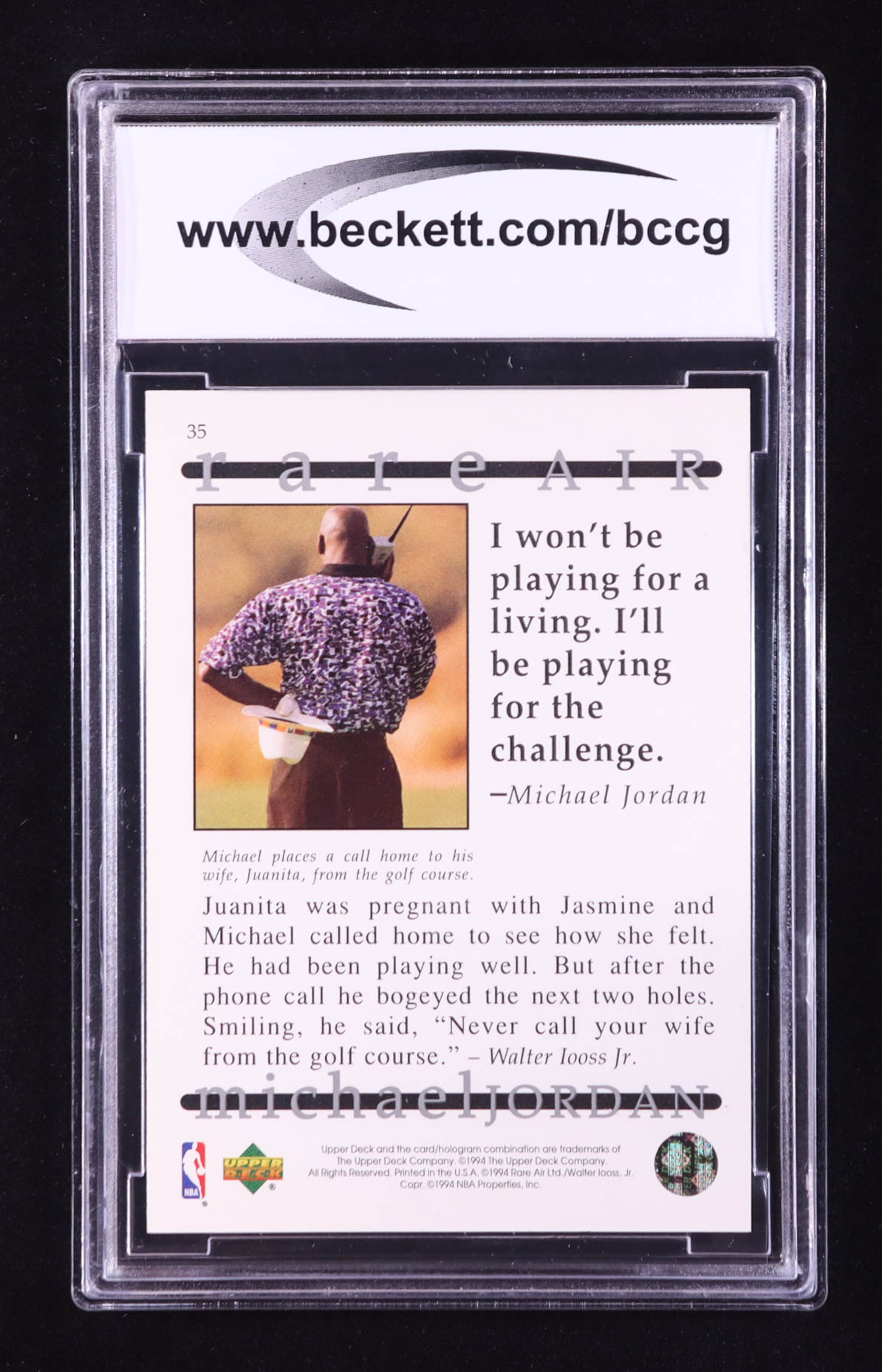 Michael Jordan 1994 Upper Deck Jordan Rare Air #35 (BCCG 10) at PristineAuction.com Michael Jordan 1994 Upper Deck Jordan Rare Air #35 (BCCG 10) at PristineAuction.com