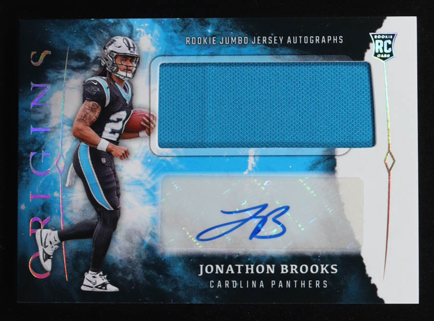 Jonathon Brooks 2024 Panini Topps Origins Football Jumbo Jersey Autographs #RJA-JBR RC at PristineAuction.com Jonathon Brooks 2024 Panini Topps Origins Football Jumbo Jersey Autographs #RJA-JBR RC at PristineAuction.com