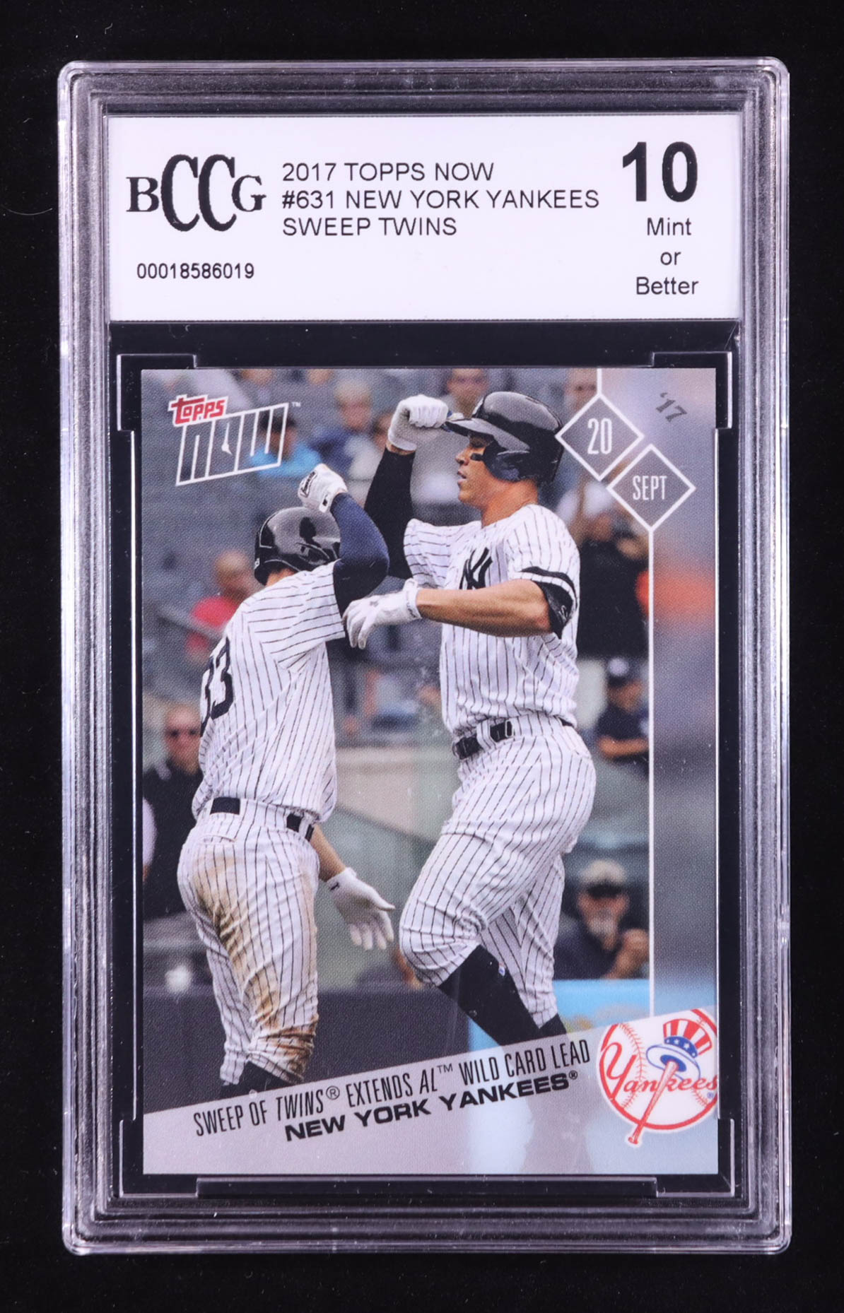 Aaron Judge 2017 Topps Now #631 New York Yankees Sweep Twins RC (BCCG 10) at PristineAuction.com Aaron Judge 2017 Topps Now #631 New York Yankees Sweep Twins RC (BCCG 10) at PristineAuction.com