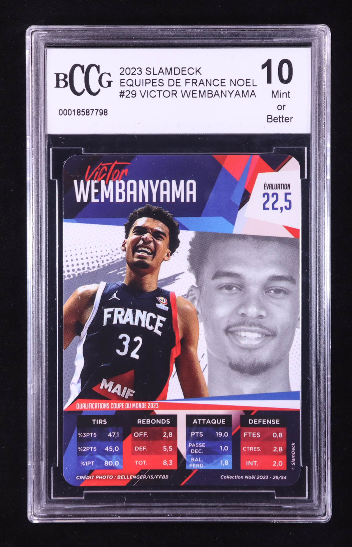 Victor Wembanyama 2023-24 SlamDeck Equipes De France Noel #29 RC (BCCG 10) at PristineAuction.com Victor Wembanyama 2023-24 SlamDeck Equipes De France Noel #29 RC (BCCG 10) at PristineAuction.com