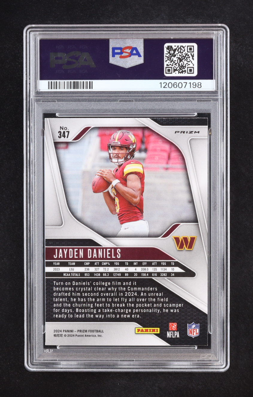 Jayden Daniels 2024 Panini Prizm Prizms Lazer #347 RC (PSA 9) at PristineAuction.com Jayden Daniels 2024 Panini Prizm Prizms Lazer #347 RC (PSA 9) at PristineAuction.com