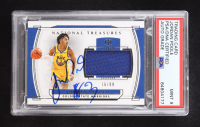 Jordan Poole Signed 2019-20 Panini National Treasures Rookie Materials #17 RC #16/99 (PSA | Auto 9) at PristineAuction.com