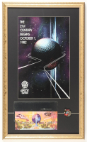 Disney World "Epcot Center" Grand Opening Custom Framed Poster with Opening Day Ticket, Silver Envelope & Vintage Epcot Mickey Mouse Pin at PristineAuction.com