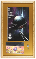 Disney World "Epcot Center" Grand Opening Custom Framed Poster with Opening Day Ticket, Silver Envelope & Vintage Epcot Key Pin at PristineAuction.com