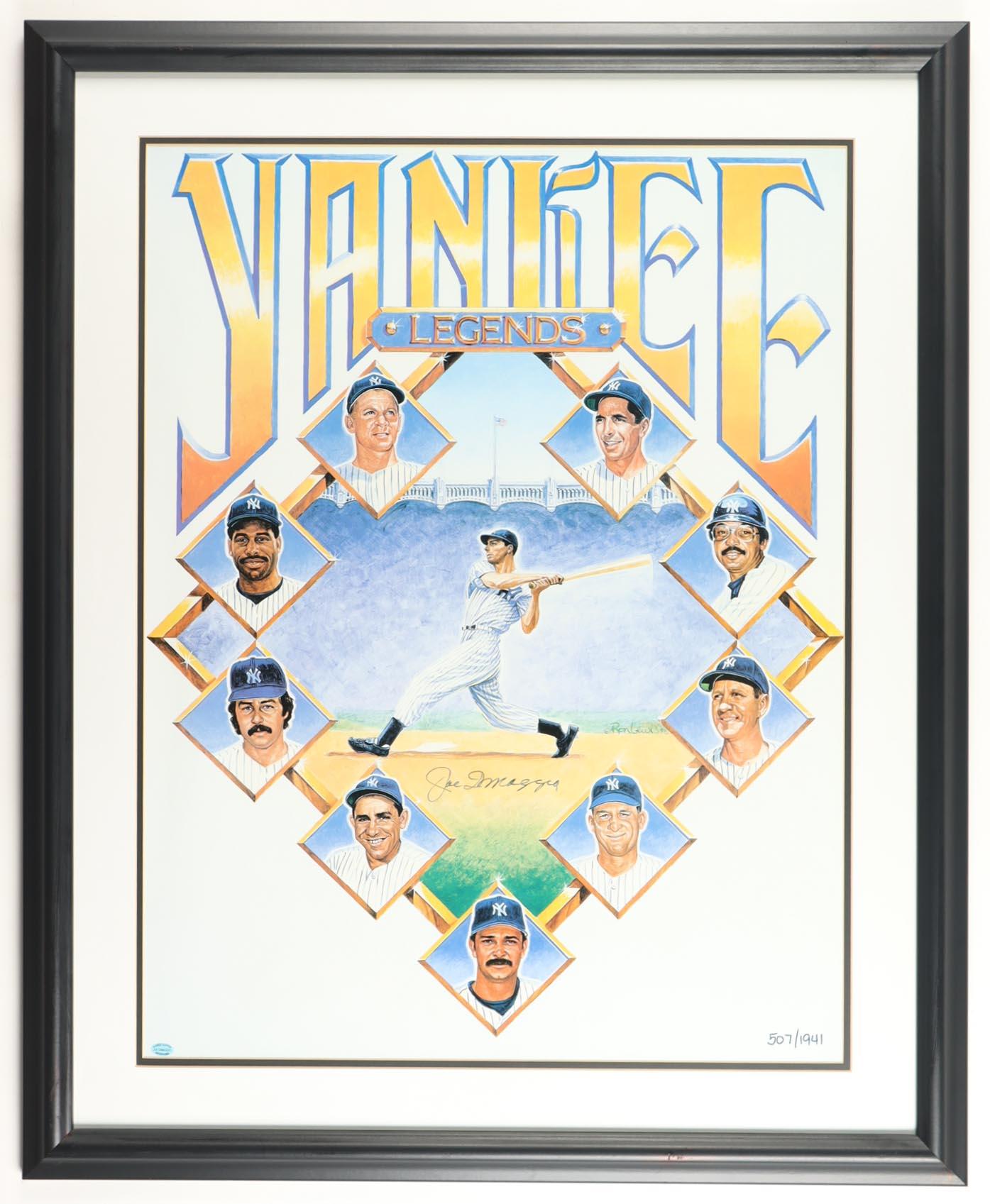 Joe DiMaggio Signed LE Custom Framed Art Print by Ron Lewis (Beckett) at PristineAuction.com Joe DiMaggio Signed LE Custom Framed Art Print by Ron Lewis (Beckett) at PristineAuction.com