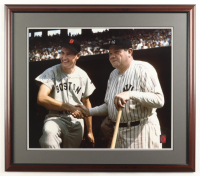 Ted Williams Signed "Ted Williams Meets His Idol, Babe Ruth" Custom Framed Colorized Art Print Display (Beckett) at PristineAuction.com
