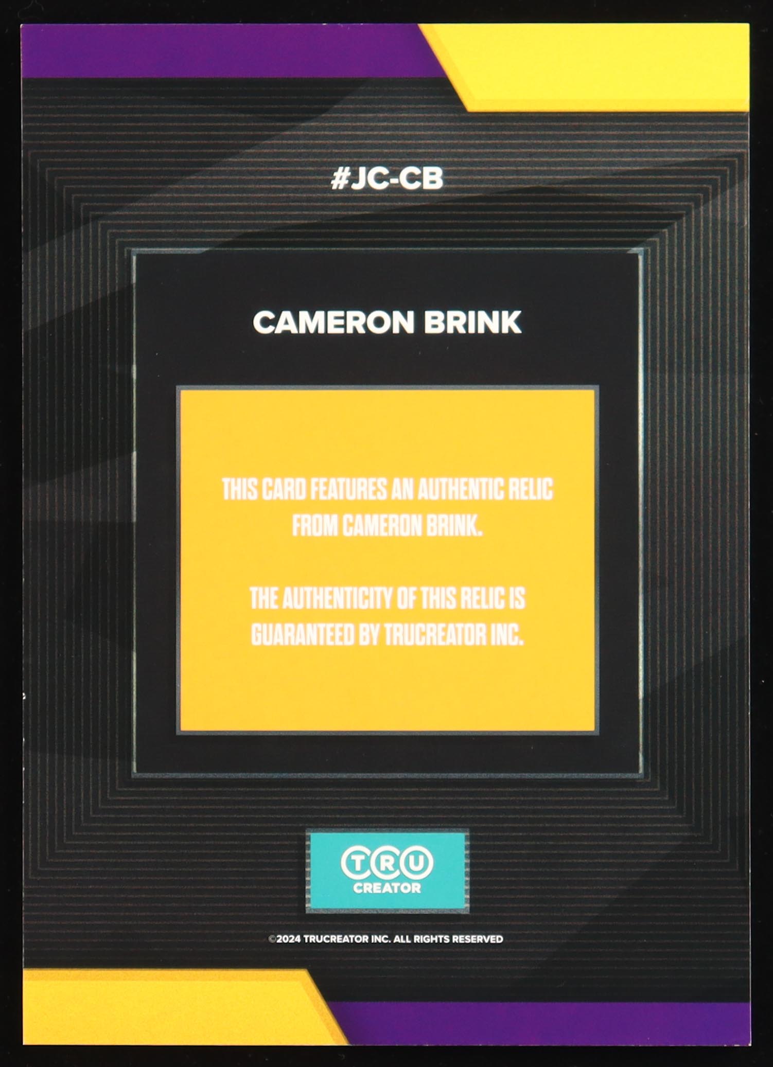 Cameron Brink 2024 TruSport Jumbo Trucreator Cracked Ice #21 #JC-CB JSY at PristineAuction.com Cameron Brink 2024 TruSport Jumbo Trucreator Cracked Ice #21 #JC-CB JSY at PristineAuction.com