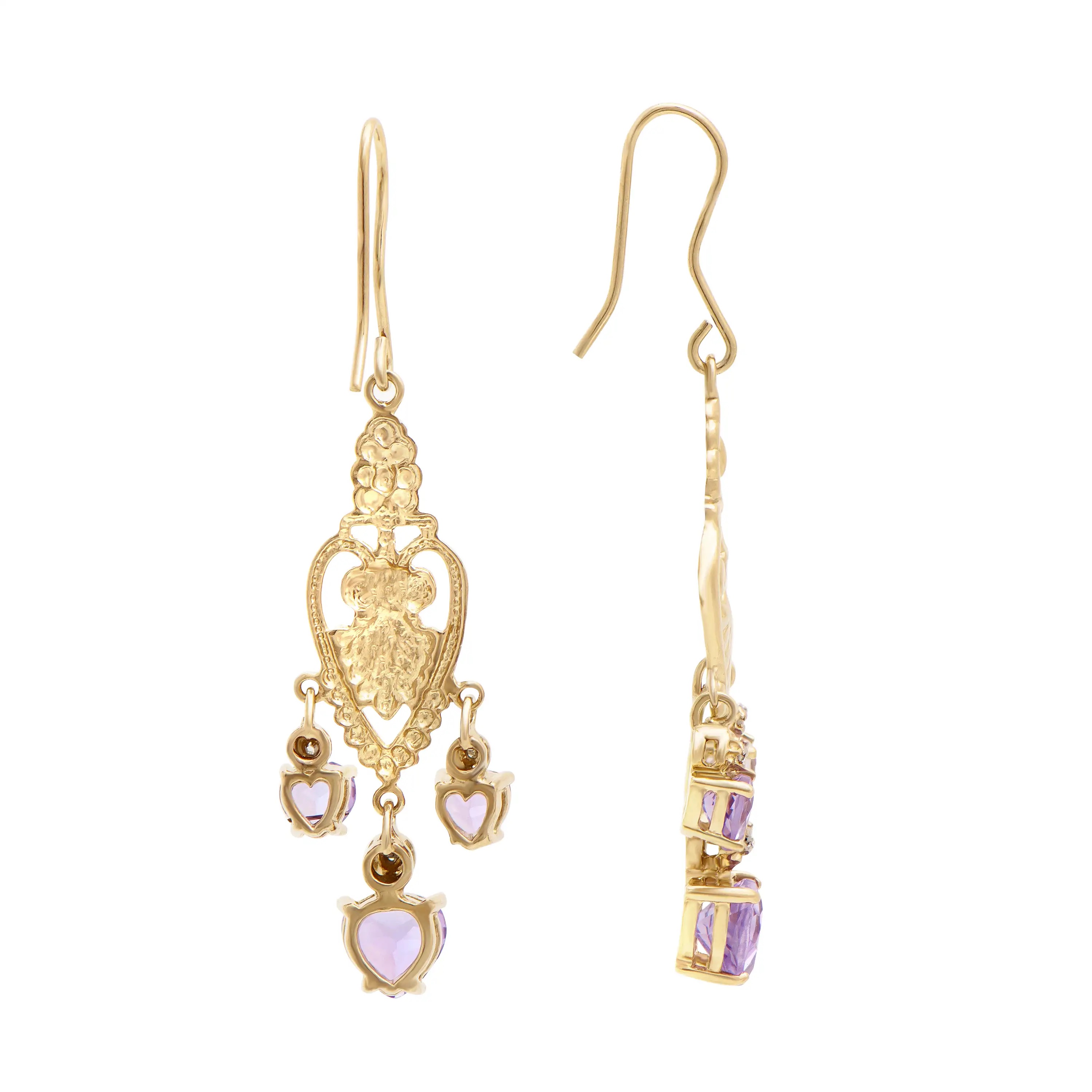 3.52 CTW Pair of (2) Amethyst & Diamond 18K Yellow Gold Plated Sterling Silver Earrings | Estimated Retail Value: $1,189 (AMG) at PristineAuction.com 3.52 CTW Pair of (2) Amethyst & Diamond 18K Yellow Gold Plated Sterling Silver Earrings | Estimated Retail Value: $1,189 (AMG) at PristineAuction.com