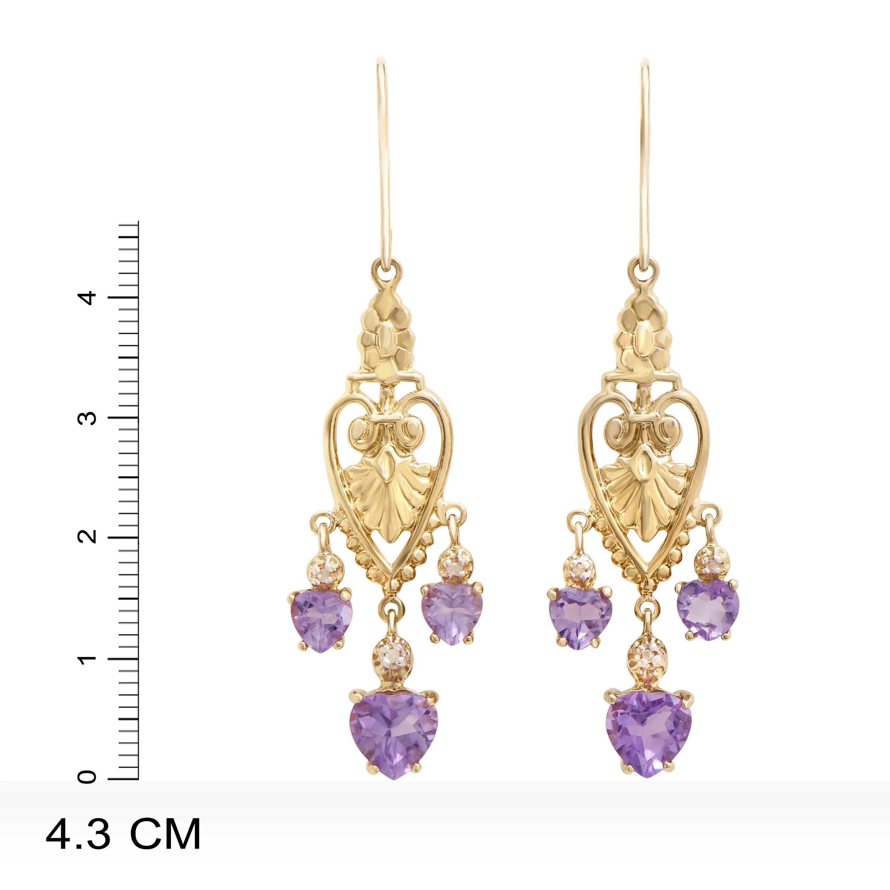 3.52 CTW Pair of (2) Amethyst & Diamond 18K Yellow Gold Plated Sterling Silver Earrings | Estimated Retail Value: $1,189 (AMG) at PristineAuction.com 3.52 CTW Pair of (2) Amethyst & Diamond 18K Yellow Gold Plated Sterling Silver Earrings | Estimated Retail Value: $1,189 (AMG) at PristineAuction.com
