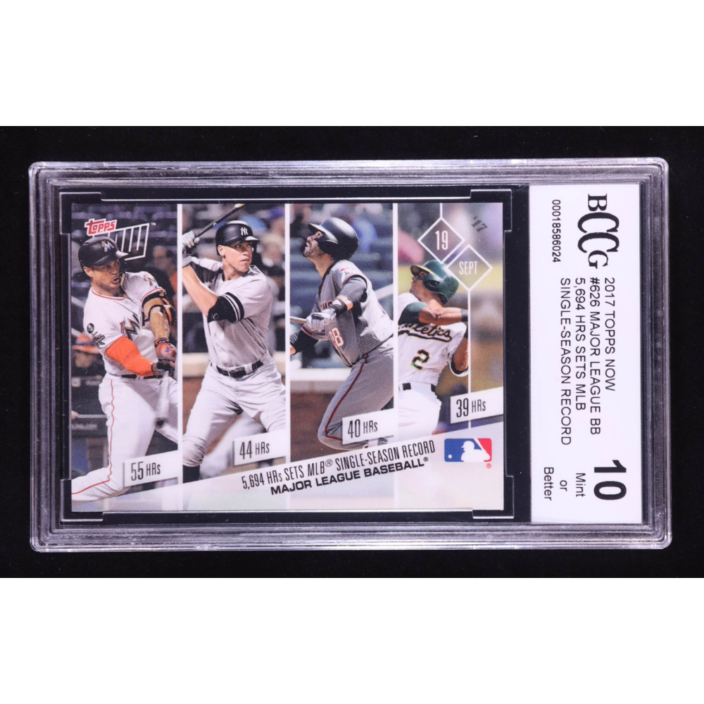 Giancarlo Stanton / Aaron Judge RC / JD Martinez / Khris Davis 2017 Topps Now #626 5,694 HRs Sets MLB Single-Season Record (BCCG 10) at PristineAuction.com