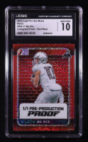 Bo Nix 2023 Leaf Pro Set Metal Retro Pre-Production Unsigned Proof Red Mojo #RB11 #1/1 (CGC 10) at PristineAuction.com