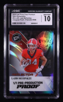 Ladd McConkey 2024 Leaf Press Pass Premium Retro Autographs Pre-Production Unsigned Proof Prismatic Red White Blue #RALMC RC #1/1 (CGC 10) at PristineAuction.com