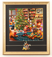 "Mickey and Friends Christmas" by Thomas Kinkade Custom Framed Art Print Display at PristineAuction.com