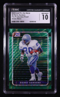 Barry Sanders 2023 Leaf Pro Set Metal Pre-Production Proof Green Wave #4 #1/1 (CGC 10) at PristineAuction.com