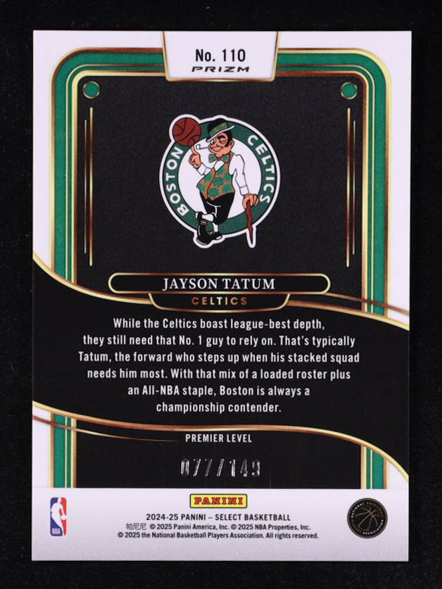 Jayson Tatum 2024-25 Select White Prizms #110 #077/149 at PristineAuction.com Jayson Tatum 2024-25 Select White Prizms #110 #077/149 at PristineAuction.com
