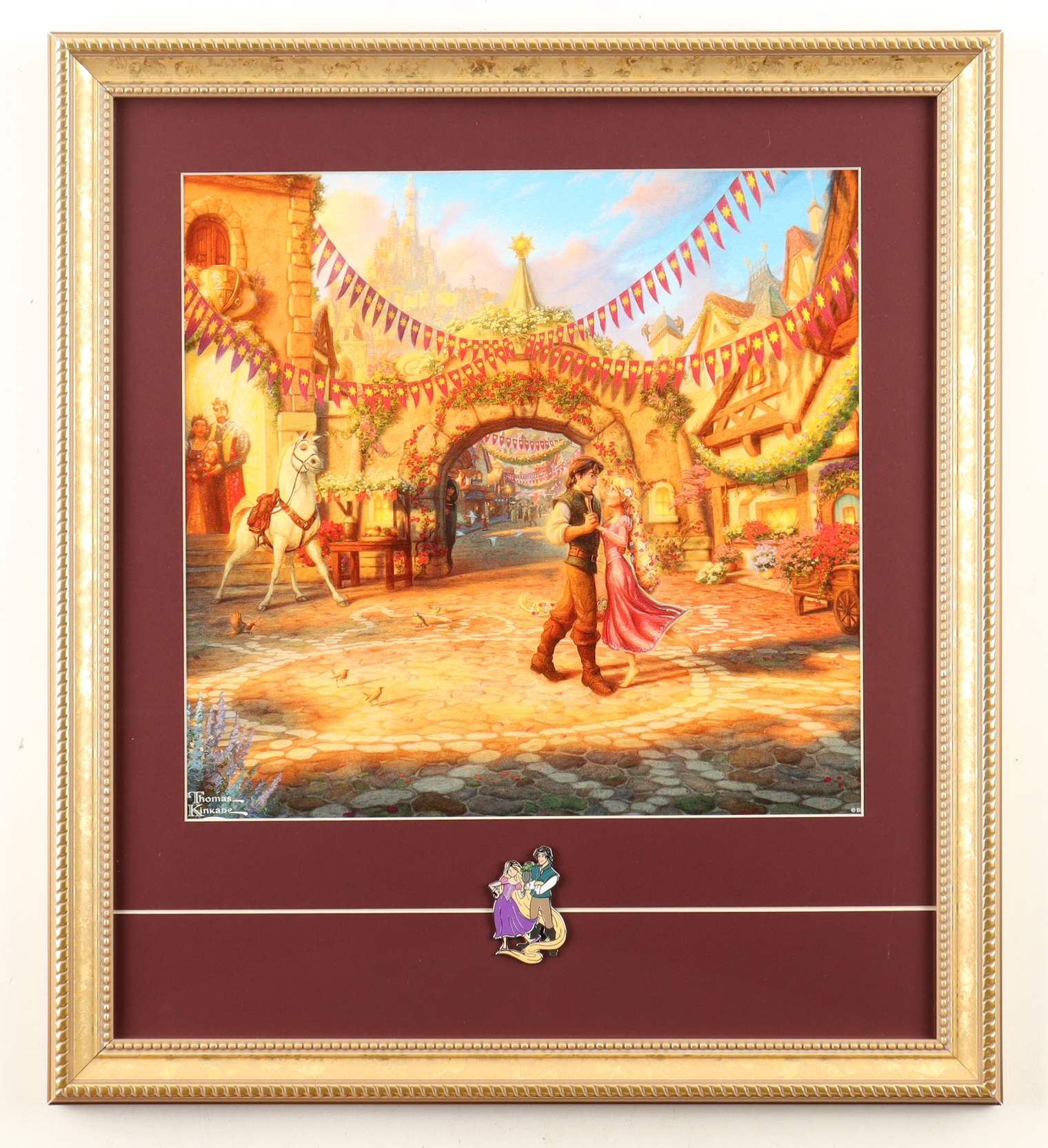 "Tangled" by Thomas Kinkade Custom Framed Art Print Display at PristineAuction.com "Tangled" by Thomas Kinkade Custom Framed Art Print Display at PristineAuction.com