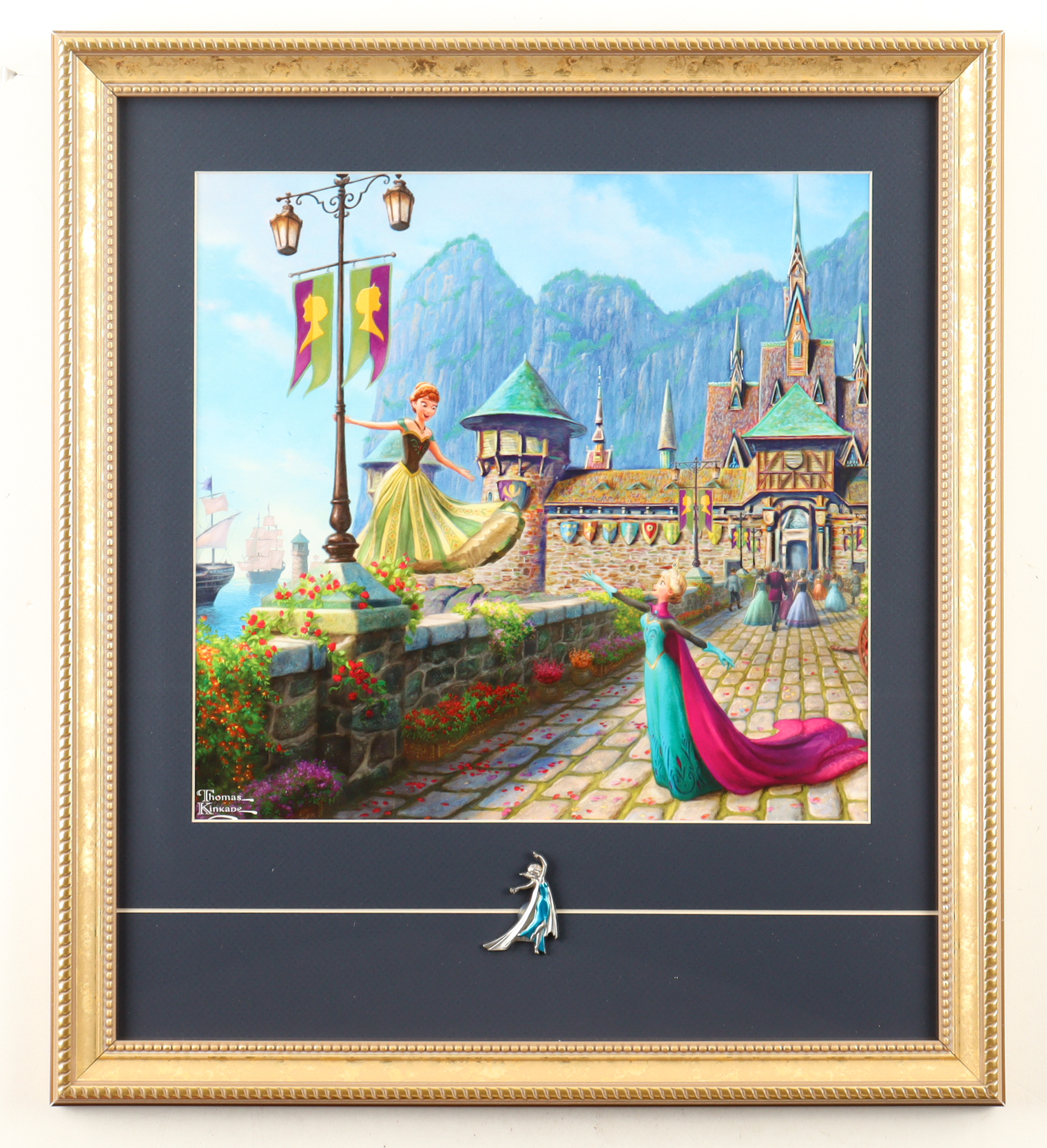 "Frozen" by Thomas Kinkade Custom Framed Art Print Display at PristineAuction.com "Frozen" by Thomas Kinkade Custom Framed Art Print Display at PristineAuction.com