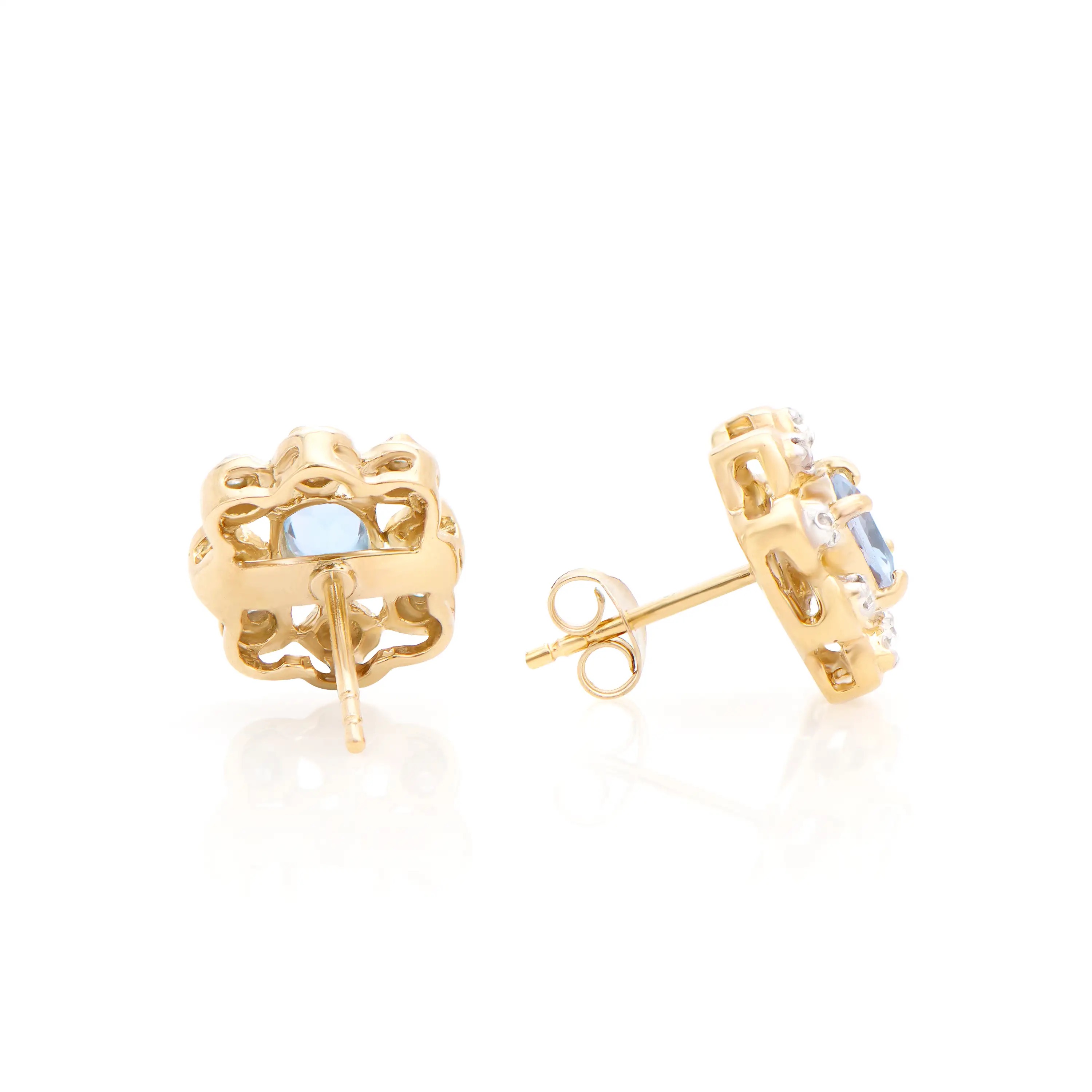 0.94 CTW Aquamarine & Diamond 18K Gold Plated Designer Earrings | Estimated Retail Value $1,189 (AMG) at PristineAuction.com 0.94 CTW Aquamarine & Diamond 18K Gold Plated Designer Earrings | Estimated Retail Value $1,189 (AMG) at PristineAuction.com