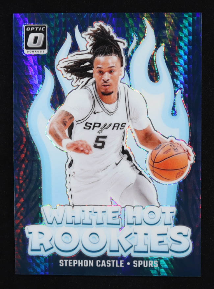 Stephon Castle 2024-25 Donruss Optic White Hot Rookies Hyper Blue #6 RC #004/175