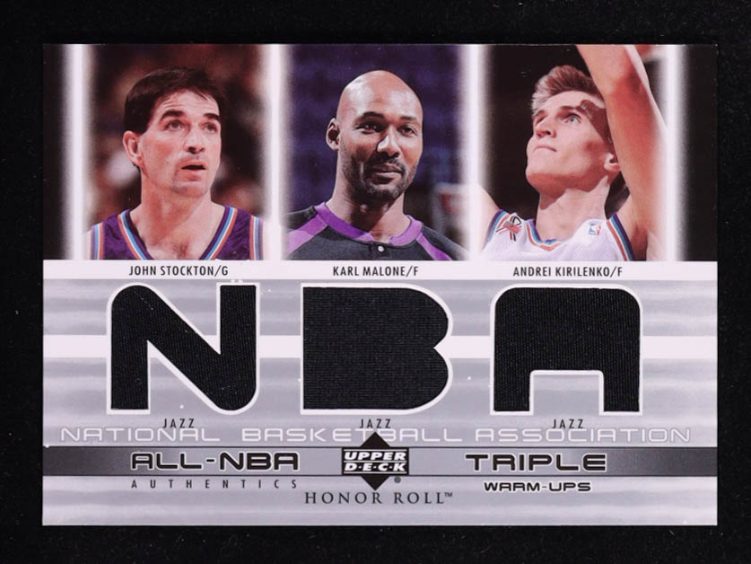 John Stockton / Karl Malone / Andrei Kirilenko 2002-03 Upper Deck Honor Roll Triple Warm-ups #5 at PristineAuction.com John Stockton / Karl Malone / Andrei Kirilenko 2002-03 Upper Deck Honor Roll Triple Warm-ups #5 at PristineAuction.com