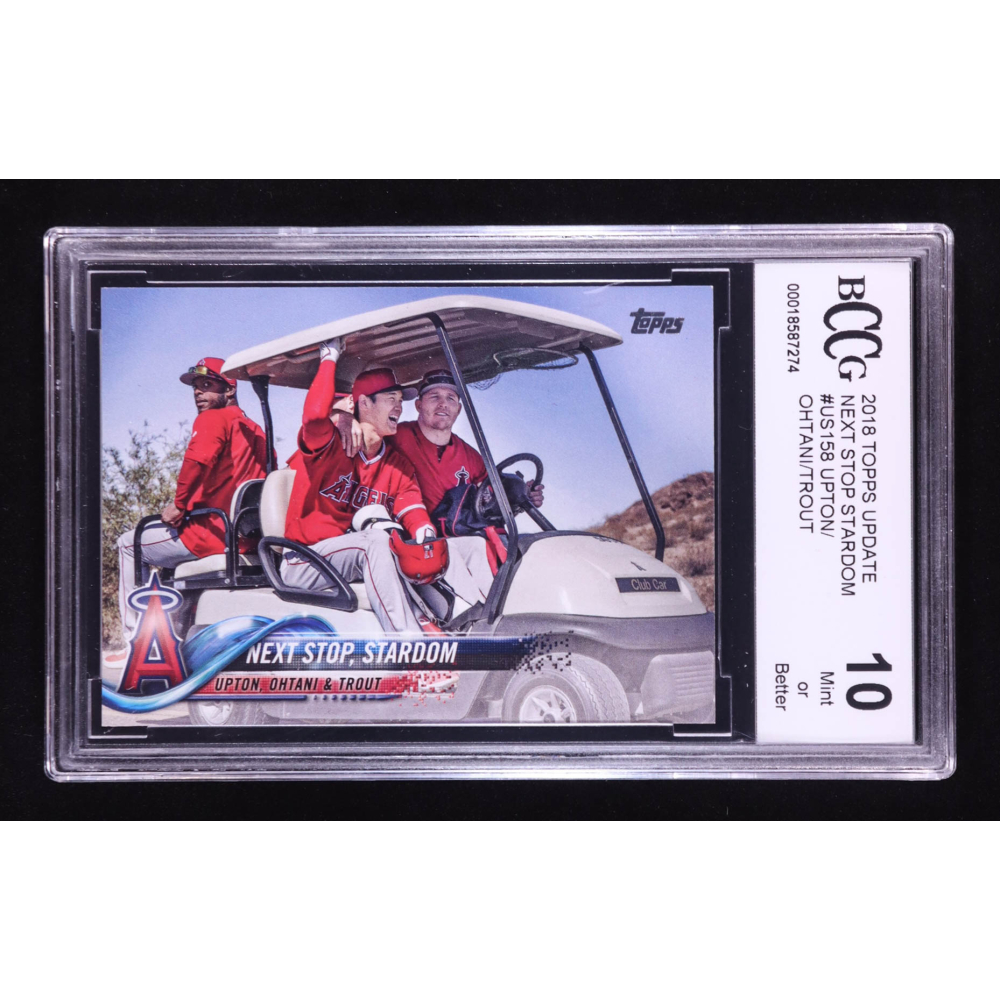 Justin Upton / Shohei Ohtani RC / Mike Trout 2018 Topps Update #US158 Next Stop, Stardom (BCCG 10) at PristineAuction.com