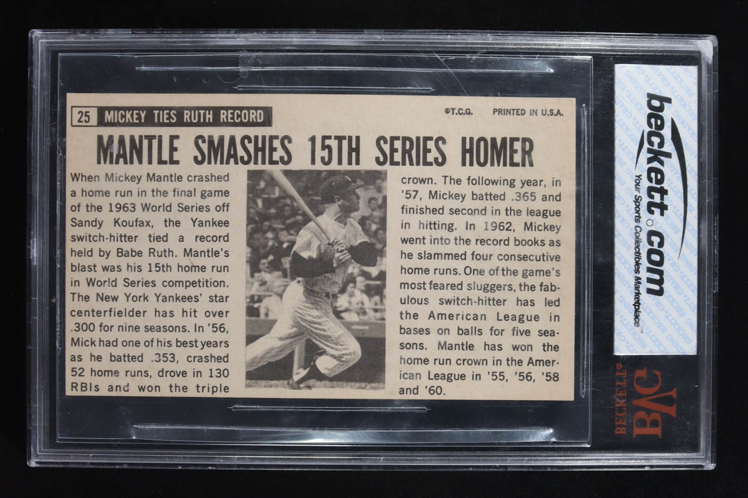 Mickey Mantle 1964 Topps Giants #25 (BVG 7.5) at PristineAuction.com Mickey Mantle 1964 Topps Giants #25 (BVG 7.5) at PristineAuction.com
