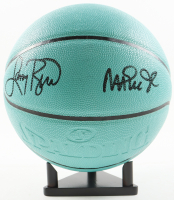 Magic Johnson & Larry Bird Signed Tiffany & Co X Basketball with Display Stand (Beckett & PSA) at PristineAuction.com
