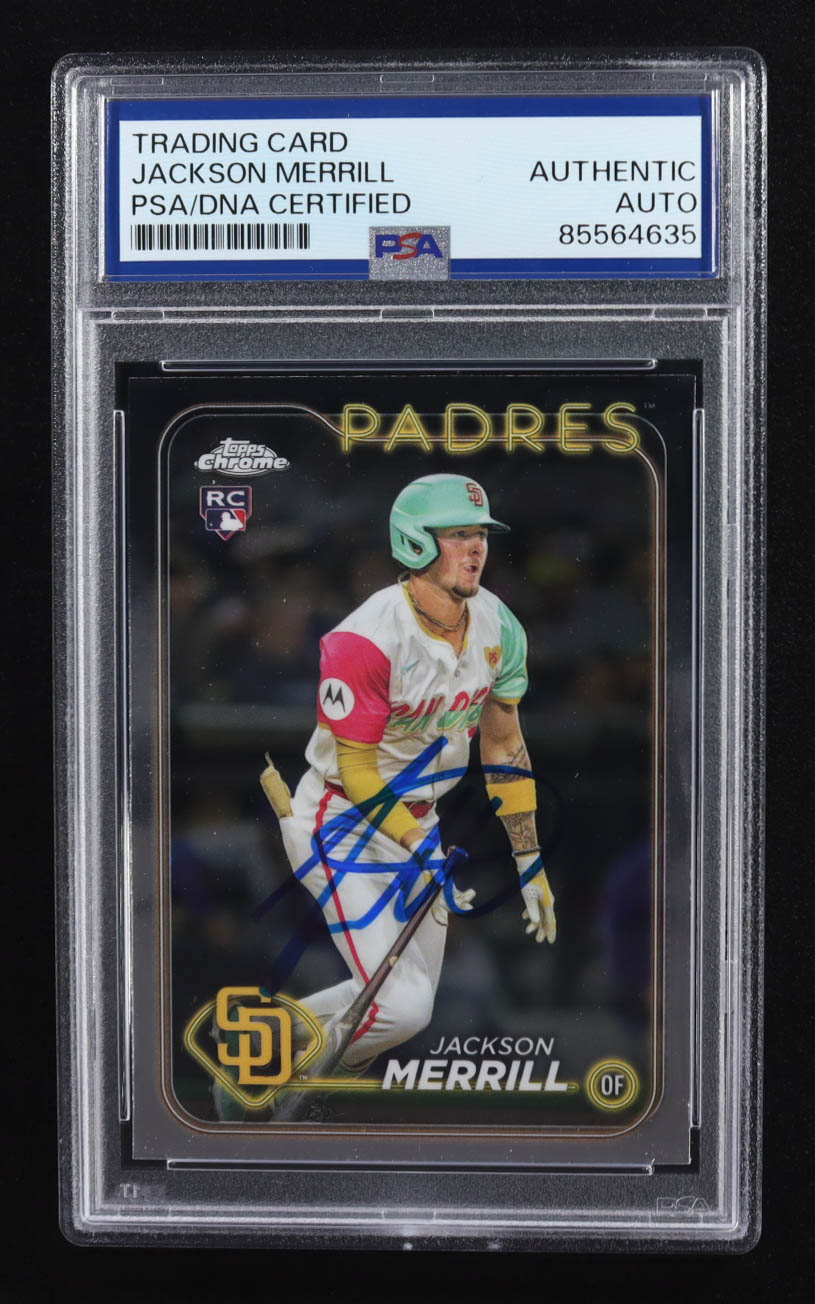Jackson Merrill Signed 2024 Topps Chrome #USC153 RC (PSA) at PristineAuction.com Jackson Merrill Signed 2024 Topps Chrome #USC153 RC (PSA) at PristineAuction.com
