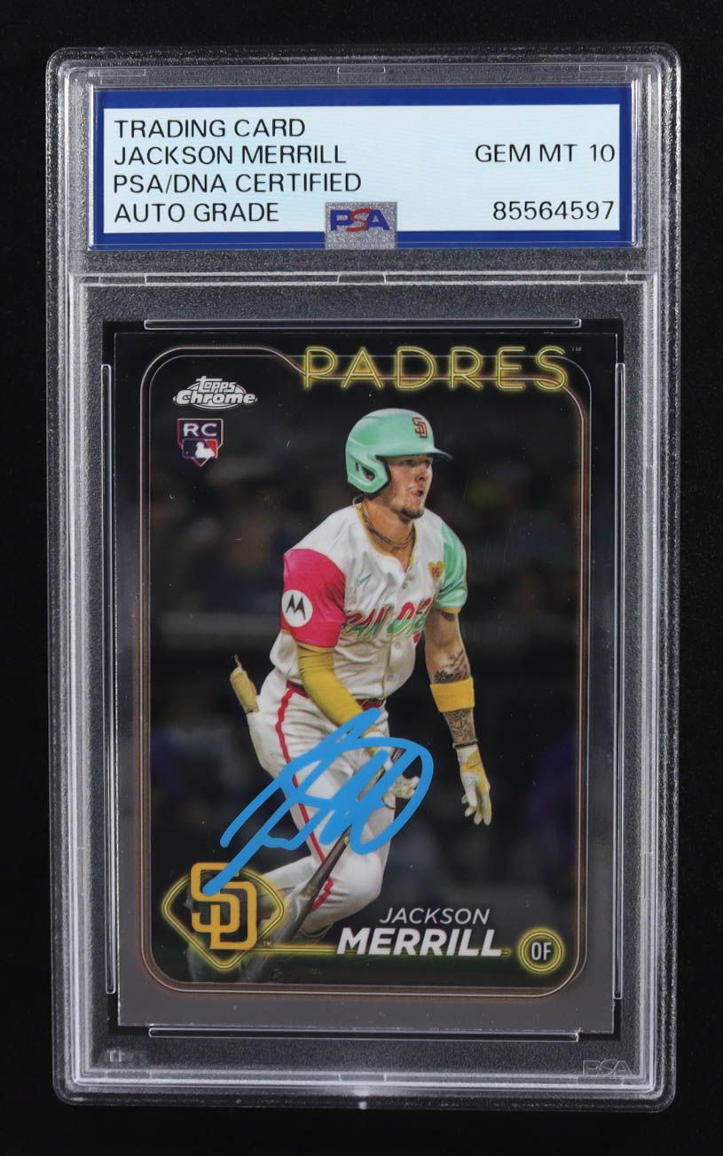 Jackson Merrill Signed 2024 Topps Chrome #USC153 RC (PSA | Autograph Graded PSA 10) at PristineAuction.com Jackson Merrill Signed 2024 Topps Chrome #USC153 RC (PSA | Autograph Graded PSA 10) at PristineAuction.com