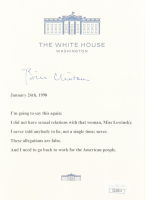 Bill Clinton Signed "Clinton-Lewinsky Scandal" Cut (JSA) at PristineAuction.com