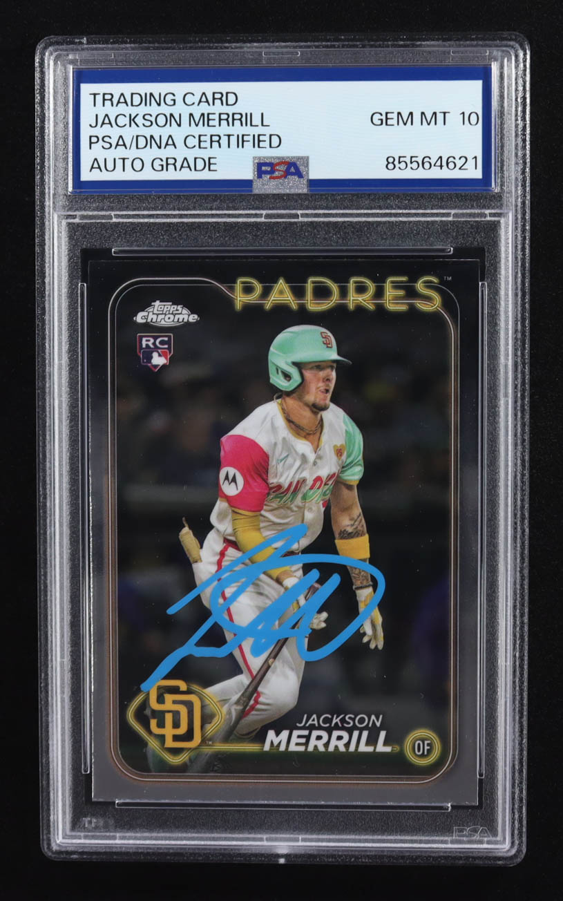Jackson Merrill Signed 2024 Topps Chrome #USC153 RC (PSA | Autograph Graded PSA 10) at PristineAuction.com Jackson Merrill Signed 2024 Topps Chrome #USC153 RC (PSA | Autograph Graded PSA 10) at PristineAuction.com