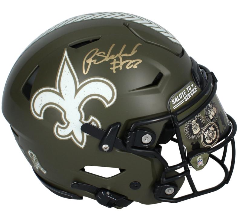 Rashid Shaheed Signed Saints Full-Size Authentic On-Field Salute to Service Alternate Speedflex Helmet with Custom Military Branch Visor (Beckett) at PristineAuction.com Rashid Shaheed Signed Saints Full-Size Authentic On-Field Salute to Service Alternate Speedflex Helmet with Custom Military Branch Visor (Beckett) at PristineAuction.com