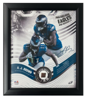 A. J. Brown Eagles LE Custom Framed Display with Piece of Game-Used Football at PristineAuction.com