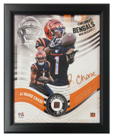 Ja'Marr Chase Bengals LE Custom Framed Display with Piece of Game-Used Football at PristineAuction.com