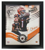 Ja'Marr Chase Bengals LE Custom Framed Display with Piece of Game-Used Football at PristineAuction.com