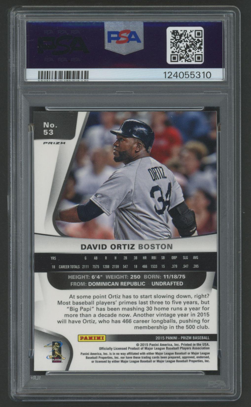 David Ortiz 2015 Prizm Red White Blue Mojo Prizm #53 (PSA 10) at PristineAuction.com David Ortiz 2015 Prizm Red White Blue Mojo Prizm #53 (PSA 10) at PristineAuction.com