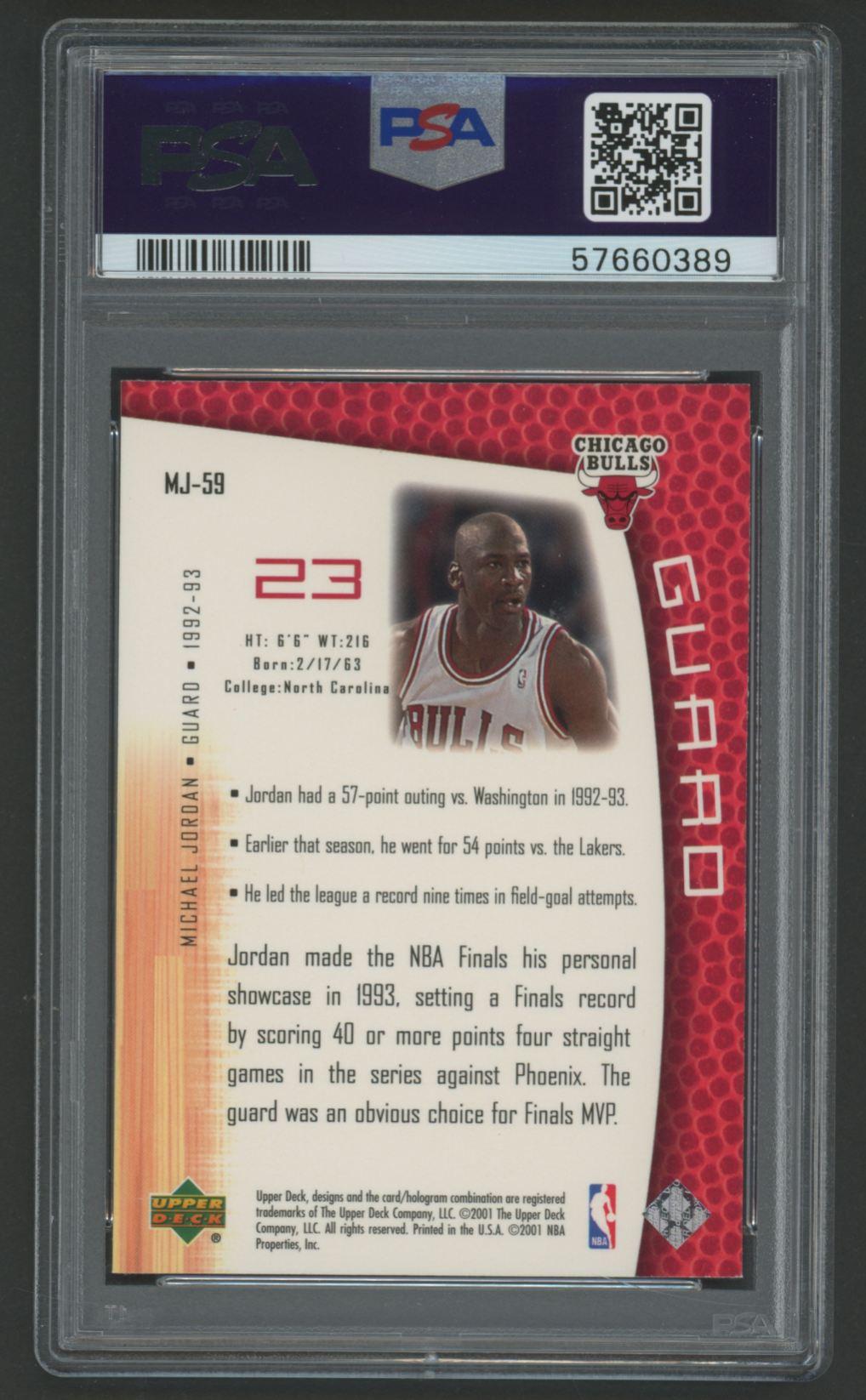 Michael Jordan 2001 Upper Deck MJ's Back #59 (PSA 9) at PristineAuction.com Michael Jordan 2001 Upper Deck MJ's Back #59 (PSA 9) at PristineAuction.com