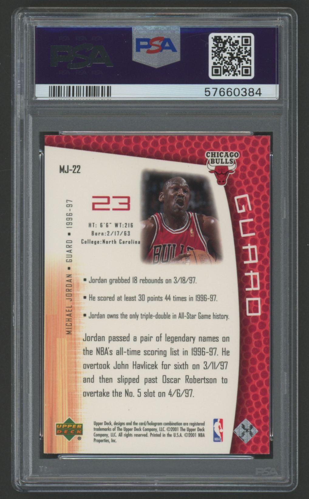 Michael Jordan 2001 Upper Deck MJ's Back #22 (PSA 9) at PristineAuction.com Michael Jordan 2001 Upper Deck MJ's Back #22 (PSA 9) at PristineAuction.com