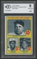 Babe Ruth 714 / Hank Aaron 673 / Willie Mays 654 1973 Topps #1 (BCCG 9) at PristineAuction.com