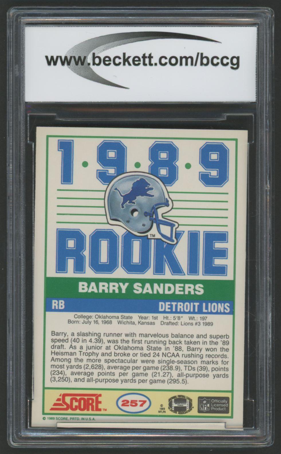 Barry Sanders 1989 Score #257 RC (BCCG 10) at PristineAuction.com Barry Sanders 1989 Score #257 RC (BCCG 10) at PristineAuction.com