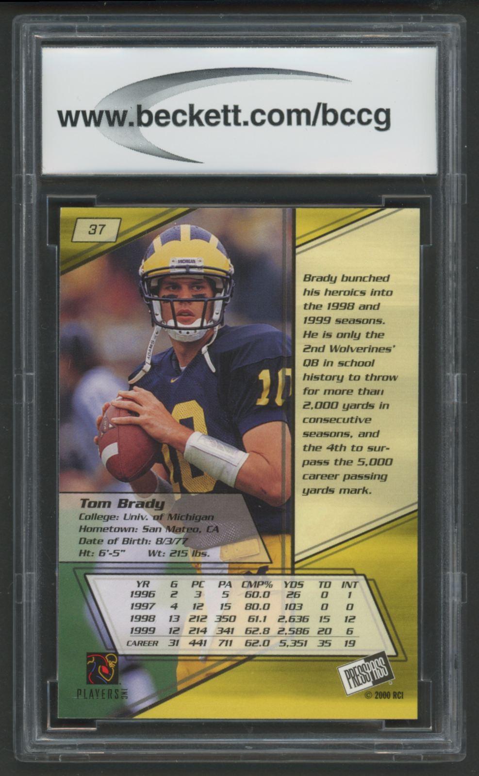 Tom Brady 2000 Press Pass Torquers #37 (BCCG 10) at PristineAuction.com Tom Brady 2000 Press Pass Torquers #37 (BCCG 10) at PristineAuction.com