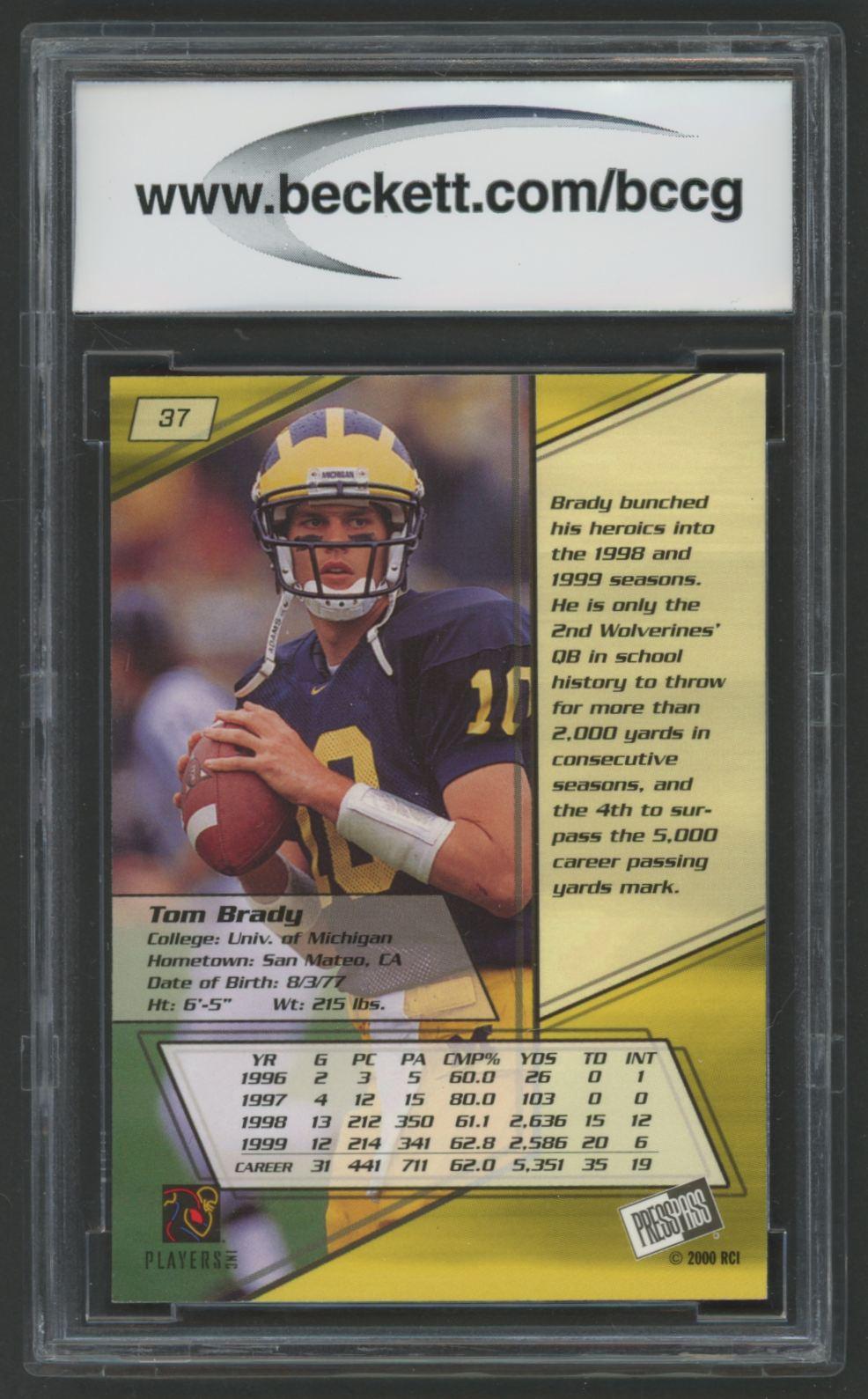Tom Brady 2000 Press Pass Gold Zone #37 (BCCG 10) at PristineAuction.com Tom Brady 2000 Press Pass Gold Zone #37 (BCCG 10) at PristineAuction.com